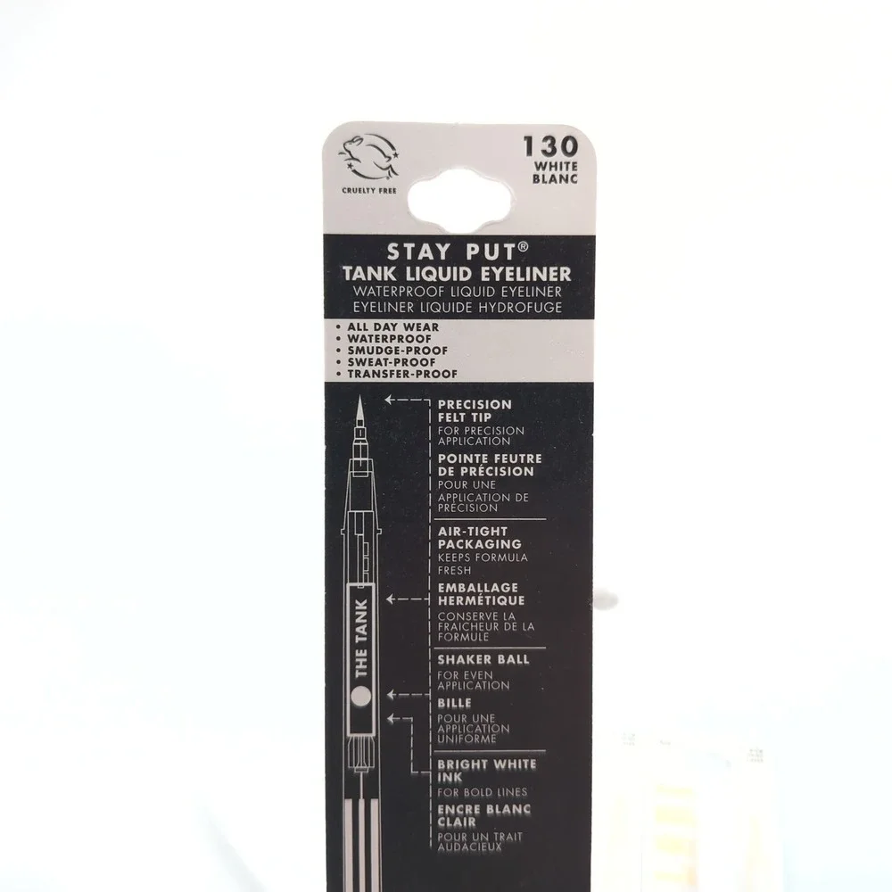 Milani Stay Put Tank Liquid Eyeliner 130 White Blanc Waterproof Bundle of 3